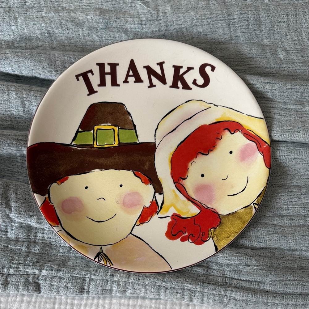 Thanksgiving Decorative Plate with Pilgrim Design